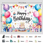 7x5ft Happy Birthday Banner Backdrop Colorful Birthday Decorations 7x5ft