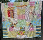 Vtg Handmade Crazy Patch Quilt 60s 70s Prints Boho Cottagecore Grannycore 90x54
