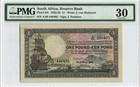 1935 South African Reserve Bank One Pound Banknote Sailing Ship P  84c Pmg Vf 30