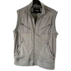 Guess Mens L Grey Full Zip Mock Neck Perforated Panel Athletic Track Vest