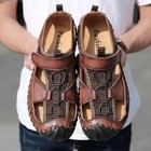 Beach Shoes Mens Leather Sandals Summer Casual Walking Hiking Shoes Closed Toe