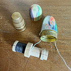 Vintage Colorful Marbled Enamel Bullet Sewing Travel Kit Made In Germany 2  Tlc