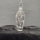 Vtg Art Deco Lenox Cut Clear Etched Glass 5 5    Perfume Bottle W Twist Stopper