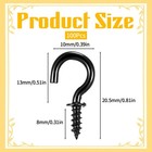 Elevatetech Small Screw Hooks  100 Pcs 1 2 Inch Metal Screwin Cup Hooks Black   