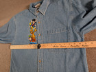 Vintage Disney Long Sleeve Denim Shirt Adult M Embroidered Mickey  Goofy  Pluto