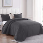 Embossed Reversible Bedspread Coverlet Quilt Set Bedding Cover Queen King Size