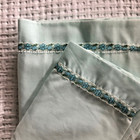 Vintage Lace Edged Baby Nursery Crib Sheet   Matching Pillow Case Blue Cotton