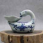 3 15 Inch Chinese Qing Blue And White Porcelain Jar Pot Swan Shape Brush Washer
