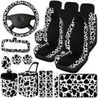 16pcs Print Car Seat Cover Full Set For Women Men Car Seat White  Black Cow