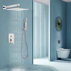 Shower Faucet Set 12 Inch Rain Head Combo System With Mixer Valve Brushed Nickel