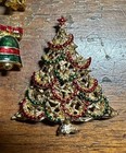 Vintage Christmas Costume Jewelry Lot Tree Wreath Holiday Brooch   Earrings