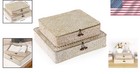 Set Of 2 Elegant Handwoven Seagrass Storage Baskets With Lids     Whitewash Charm