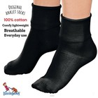 Buster Brown 100  Cotton Foldover Ankle Womens Elastic-free Socks- 6 Pairs Black