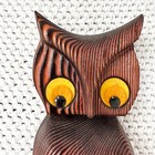 Vintage Green Mountain Cryptomeria Yellow Felt Eyes Owl Wall Hanging 9  Mcm