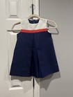 Vintage Sears Toddler Girls Dress Coat Set Navy Red White Size 4t