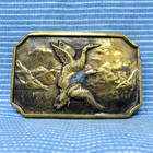Ducks Belt Buckle Bird Hunter Sportsman Nature Brass Vtg 80s Bts          tyc485