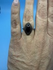 Vintage Art Deco Style Onyx Marcasite Ring Oval Black Gem 1920