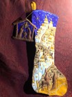 Bucilla Felt Christmas Stocking 18 Inch  Completed Handmade Beaded And Sequined