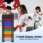 Martial Arts Belt Display Rack With Bamboo Medal Holder For Taekwondo Karate Bjj