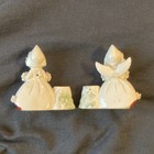 Commodore Ceramic Angel Christmas Candle Holders Hand Painted Set Of 2