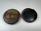 Antique Papier Mache Patch snuff Box 1800 s Hand Painted Genre Scene