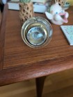 Antique Round Glass Inkwell With Brass Top - 4     3 