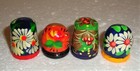 Beautiful Russian Set Of Four Thimbles   Wooden Hand Painted   New