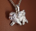 Small Sterling Silver Bichon Frise Angel Pendant
