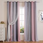 Pink And Grey Curtains Kids Curtains For Bedroom 52 w X 63 l  pack Of 2 
