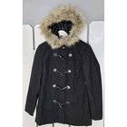 Alpine Swiss Duffy Womens Hooded Parka Fur Trim Wool Coat Toggle Button Jacket S