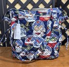 Nwt Vera Bradley Glenna Satchel Tote Snow Globes Holiday Retired Print Navy