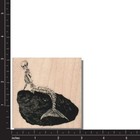 Wood Rubber Stamp  Skeleton Mermaid  Beach  People  Ocean  Woman fish rock bones