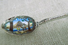 Hand Painted Enamel 800 Silver Spoon Egypt Pyramids Camel Ornate Handle 5 1 8 