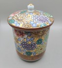 Antique Japanese Kutani Handpainted Porcelain Tea Cup With Lid 4  Signed 
