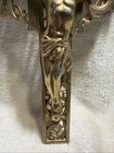 Vintage Crucifix Ihs Cross Jesus Ornate Filigree Brass Wall Hanging Heavy 9 5   