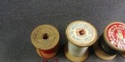 4 Wood Thread Spool Red Silk Belding Barbours Linen American Richardsons Antique
