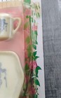 Vintage Porcelain Mini Tea Set Blue Onion Grape Dollhouse Miniature Carded Nos