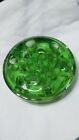 Beautiful Huge Vintage Vaseline Green Glass 13 Hole 3 Footed Flower Frog