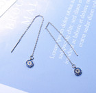 925 Sterling Silver Plated Evil Eye Cz Threader Dangle Drop Chain Earrings Xj35