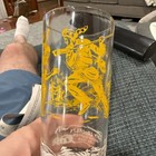 Vintage Davy Crockett Indian Fighter Glass Premium 5 1 2    Tall Yellow