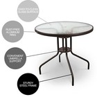 Garden Elements Glass Patio Dining Furniture Round Steel Table  Brown  31 5 