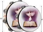 Set Of 2 Tambourine  10  And 8  Dove And Bible Church Tambourine With Double Row