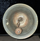 Antique 9 1 2 x 4  Heavy Brass Hand Bell With Turned Wooden Handle