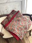 Antique Large French Indiennes Quilt Piqu   De Marseille Red Blue C1850