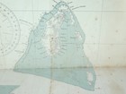 Rare Very Large Ww2 Usa Nautical   Land Map Of Aitutaki  Cook Islands  Pacific 