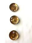 Vintage Large Brass Pierced Flower Buttons With Black Patina  Set Of 3