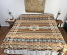 Pendleton Queen Size Wool Blanket Geometric Pattern Made In Usa Star Fall Colors