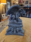 Gothic Gargoyle On Pedestal Ceramic Outdoor indoor Decor 13  Heavy Garden Porch