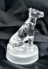 Antique English Pressed Glass Terrier Dog Paperweight  Early 1900s  5 5 