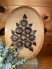 Vintage Mid Century Modern Boho Coconut Shell Oval 16 5  X 12  Floral Wall Art